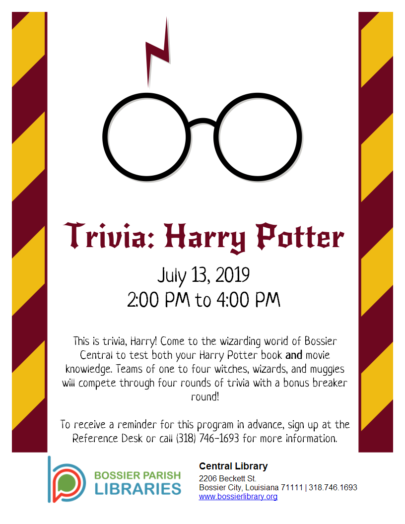 Trivia: Harry Potter | Bossier Parish Libraries